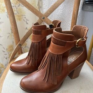 Brown Fringe Ankle Boots